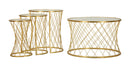 Tavolinetti Noah Gold Set 4 Pz Ø47x54,5 cm - Ø36x50 cm - Ø28x45 cm - Ø70x45 cm in Ferro e Vetro Oro      