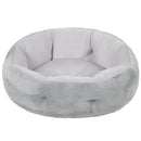 Letto Reversibile per Gatti o Cani di Piccola Taglia da Interno Ø62x21 cm in Peluche e Cotone PP Grigio Chiaro      