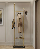 Appendiabiti da Terra Olaf 48x30x178 cm in Metallo e Marmo Artificiale Oro e Nero      