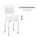 Sedile da Doccia con Schienale Sedia da Vasca Altezza Regolabile Antiscivolo 