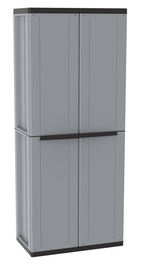 Armadio Modulare da Esterno 68x37,5x163,5 cm 2 Ante 3 Ripiani in Polipropilene Jline Grigio e Nero prezzo
