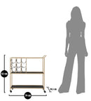 Carrello Black String 79x39,5x82 cm in Ferro e Specchio e PU Oro e Nero      