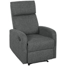 Poltrona Relax con Reclinazione Manuale 145° 69x91x101 cm Rivestimento in Ciniglia Grigio   