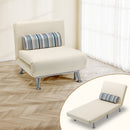 Poltrona Letto Singolo 75x73x73 cm Reclinabile 5 Posizioni in Ferro e Tessuto Crema      