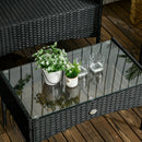 Set Salotto da Giardino Divano 2 Poltrone e Tavolino in Rattan PE Nero