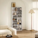 Ripiani per CD e DVD 78,5x24x175 cm con 18 scomparti Capacità  640 CD-360 DVD-430 Blu-ray in Legno Bianco      