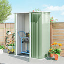 Capanno Porta Attrezzi 142x86x189 cm con Tetto Inclinato e Porta Bloccabile in Metallo Verde Chiaro      