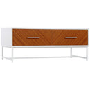 Tavolino da Caffè 2 Cassetti 100x50x40 cm in Legno e Metallo Bianco e Marrone