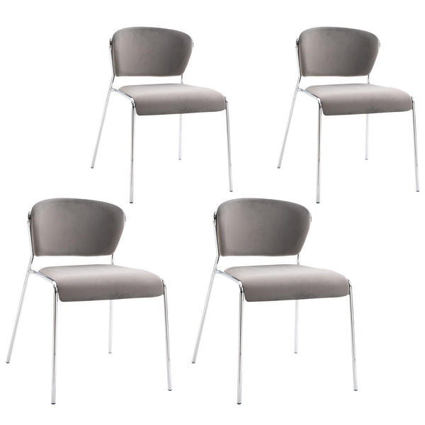 Set 4 Sedie in Metallo e Poliestere Grigie sconto