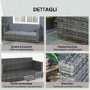Divano da Esterno 3 Posti 185x70x80 cm con Cuscini per Seduta e Schienale in Rattan PE e Metallo Grigio      