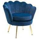 Poltrona Imbottita 76x67x74 cm in Tessuto Vellutato Blu