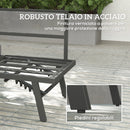 Divano da Giardino 3 in 1 180x63.5x68 cm Reclinabile su 5 Posizioni con Tavolino Estraibile Grigio   