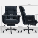 Sedia da Ufficio Operativa Reclinabile con Poggiapiedi 75x77x110-118 cm in Tessuto Effetto Velluto Nero  