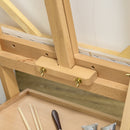 Cavalletto da Pittore 43,5x43x150-190 cm ad Altezza Regolabile con Cassetto in Legno di Faggio      