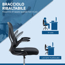 Sedia da Ufficio 59x65x102-122 cm con Supporto Lombare Altezza Regolabile e Braccioli Ribaltabili in Tessuto a Rete Nero      