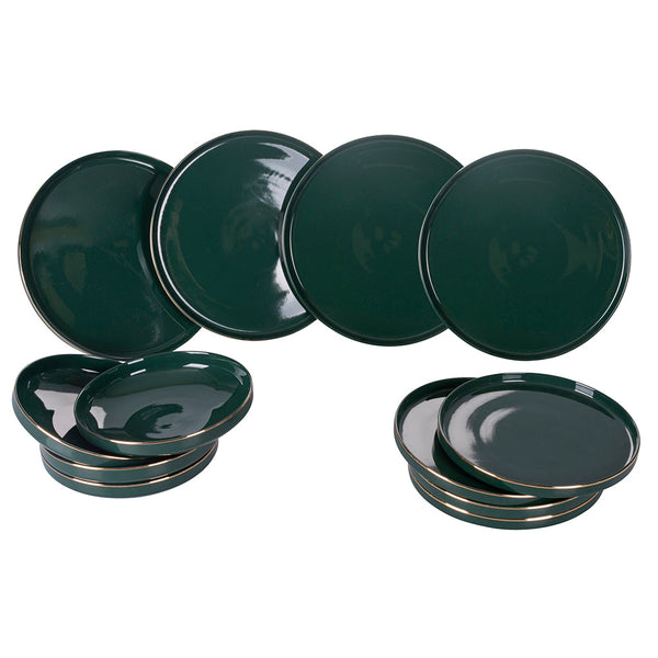 sconto Servizio Piatti 12 Pezzi in New Bon China VdE Tivoli 1996 Luxury Green
