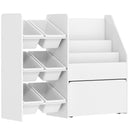 Scaffale Portagiochi 100x30x80 cm con 6 Cesti 3 Ripiani e Box Inferiore in Legno, Plastica e Acciaio Bianco      