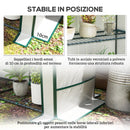 Serra da Giardino  144x48x142-152 cm con 2 Porte Avvolgibili 3 Ripiani e Tasche Laterali in PE Bianco e Verde      