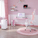 Sedia Gaming Ergonomica 65x63x136-142A cm con Orecchie in Finta Pelle Rosa  