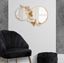 Specchio da Muro Double Farfalle Pink 81x3x52,5 cm in Ferro e Specchio e MDF Multicolor      