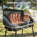 Barbecue a Gas Propano Portatile 61x47x88 cm con Griglia e Fornello 7KW in Alluminio e Metallo Nero      