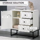 Cassettiera 3 Cassetti 1 Anta 70x35x75 cm in Acciaio e MDF Bianco