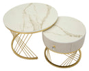 Tavoli da Caffè Votix Coppia Ø70x48 cm - Ø50x43,5 cm in Pino e MDF e Metallo      