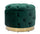 Puff Contenitore Rich Verde Ø55x42 cm in Legno Spugna Poliestere e Acciaio Verde e Oro