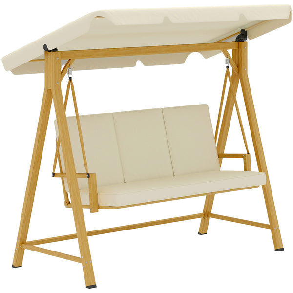 acquista Dondolo da Giardino 3 Posti 195x120x170 cm con Tettuccio Regolabile Beige