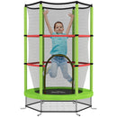 Tappeto Elastico per Bambini 3-6 Anni Ø140x190 cm con Rete di Protezione Verde e Nero   