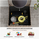 Baule da Esterno in Rattan PE e Acciaio con Fodera Interna 75x75x70 cm Nero e color Sabbia 
