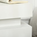 Comodino con LED RGB 45x35x52 cm 2 Cassetti in Truciolato Bianco