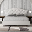 Letto Matrimoniale con Testata e Alzata Doppia Imbottito in Similpelle Langre Bianco Varie Misure
