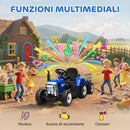 Trattore Elettrico per Bambini con Rimorchio Rimovibile Telecomando Porta USB Musica e Luci Blu      