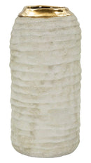 Vaso Lima Ø12,5x25 cm in Ceramica Grigio e Oro      