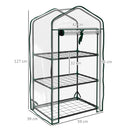 Mini Serra da Giardino 59x39x127 cm con Copertura 3 Ripiani e Porta Avvolgibile in PE Trasparente      
