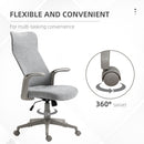 Sedia Poltrona Direzionale da Ufficio 61x64,5x104-112 cm in Tessuto Effetto Lino Grigia