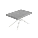 Tavolo Allungabile 120-204x80x74 cm Niket Cemento Gambe Bianche