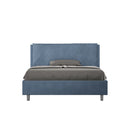 Letto Matrimoniale Francese Imbottito in Microfibra Antea Large Blu Varie Misure