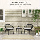 Set Tavolino e 2 Poltrone da Giardino in Acciaio e Rattan PE Nero