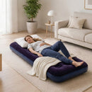Materasso Singolo Gonfiabile 191x73x22 cm Floccato Ergonomico da Campeggio in PVC Blu      