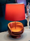Lampada da Comodino Midcentury Rossa Ø26x43 cm in Resina e Ferro e Tessuto Rosso      