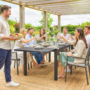 Tavolo da Giardino Allungabile 140-240x90x75 cm in Alluminio e Vetro Nero      