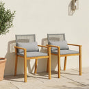 Set 2 Sedie da Giardino 59x55x86 cm con Cuscini in Legno di Acacia Grigio Chiaro      