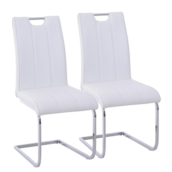 Set 2 Sedie Design Moderno in Metallo con Rivestimento in Pelle PU Bianco prezzo