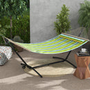 Supporto per Amaca da 330 cm max con 6 Fori e Rotelle 290x120x115 cm in Metallo Nero