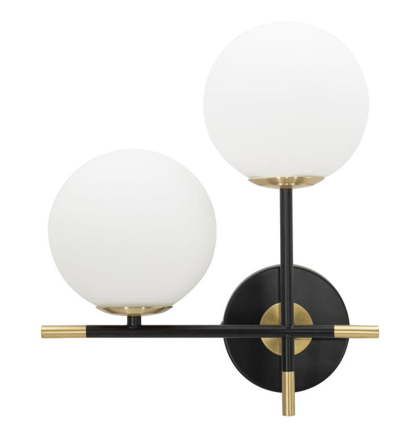 Lampada da Muro Darky Double 30x17x35 cm in Ferro e Vetro Oro, Bianco e Nero online