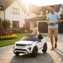 Macchina Elettrica per Bambini Licenza Land Rover Evoque 12V con Telecomando Bianco