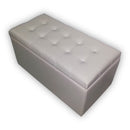 Baule Cassapanca Pouf Contenitore in Similpelle e Cristalli Renier Avorio