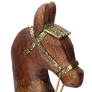 Cavallo a Dondolo Decorativo in Legno rivestito in Metallo oro cm 40x11xh46